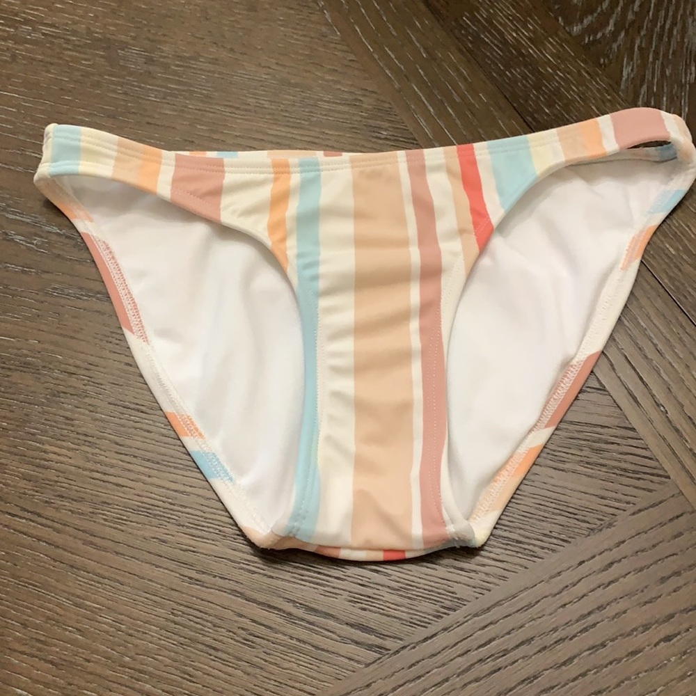 Xhilaration tan/orange/blue stripe bikini bottoms